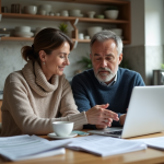 Couple français en discussion de finances à la maison