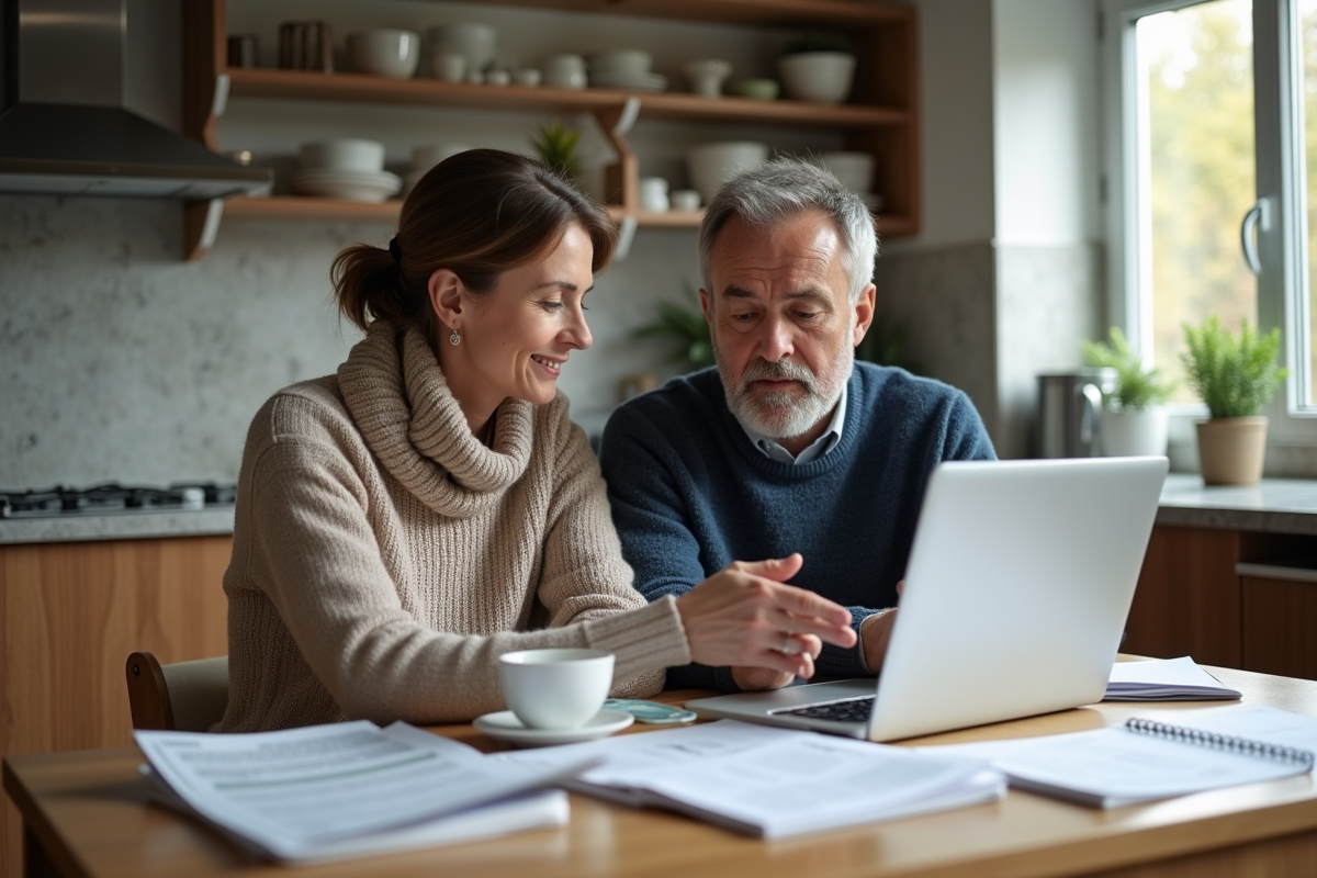 Couple français en discussion de finances à la maison
