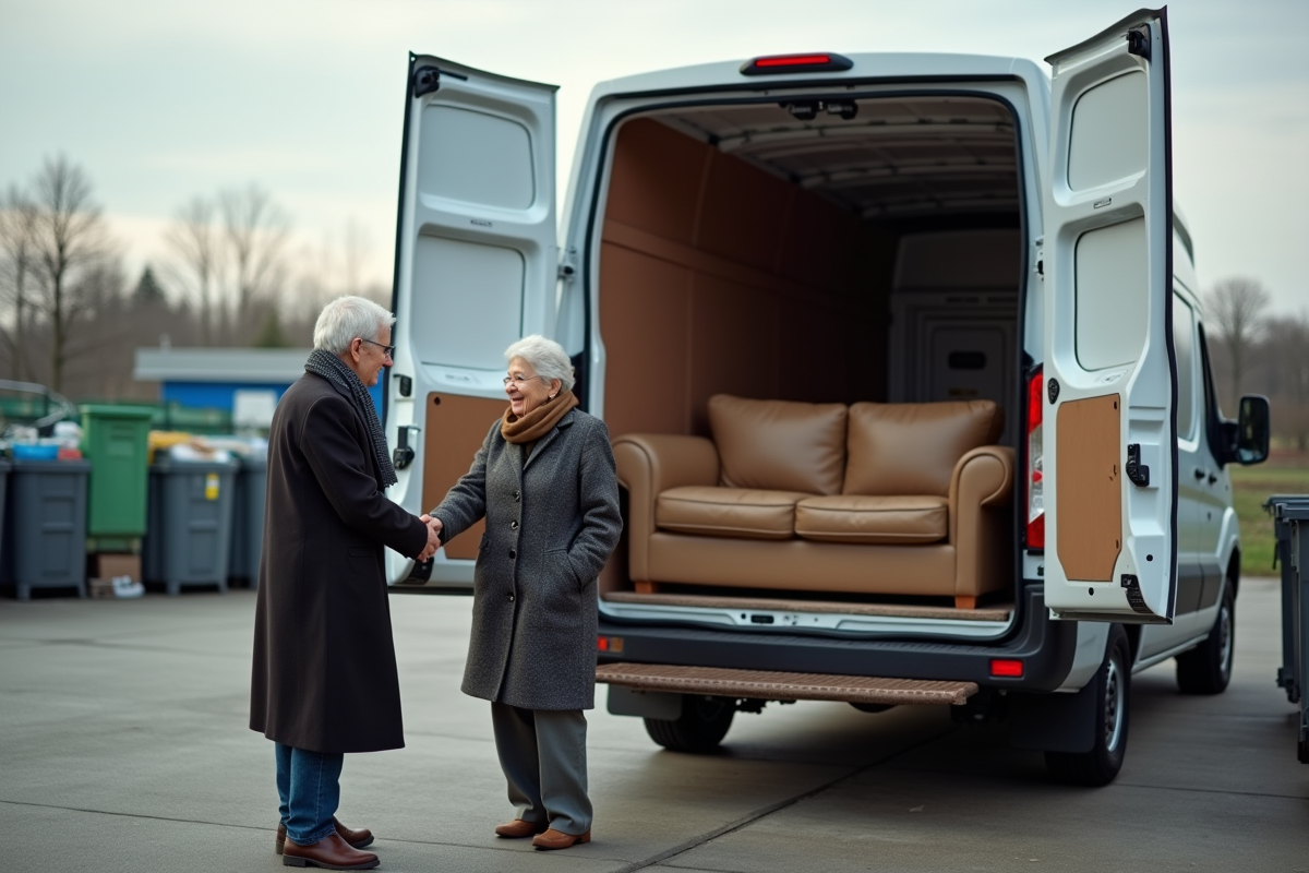 Femme âgée discutant avec un employé près d