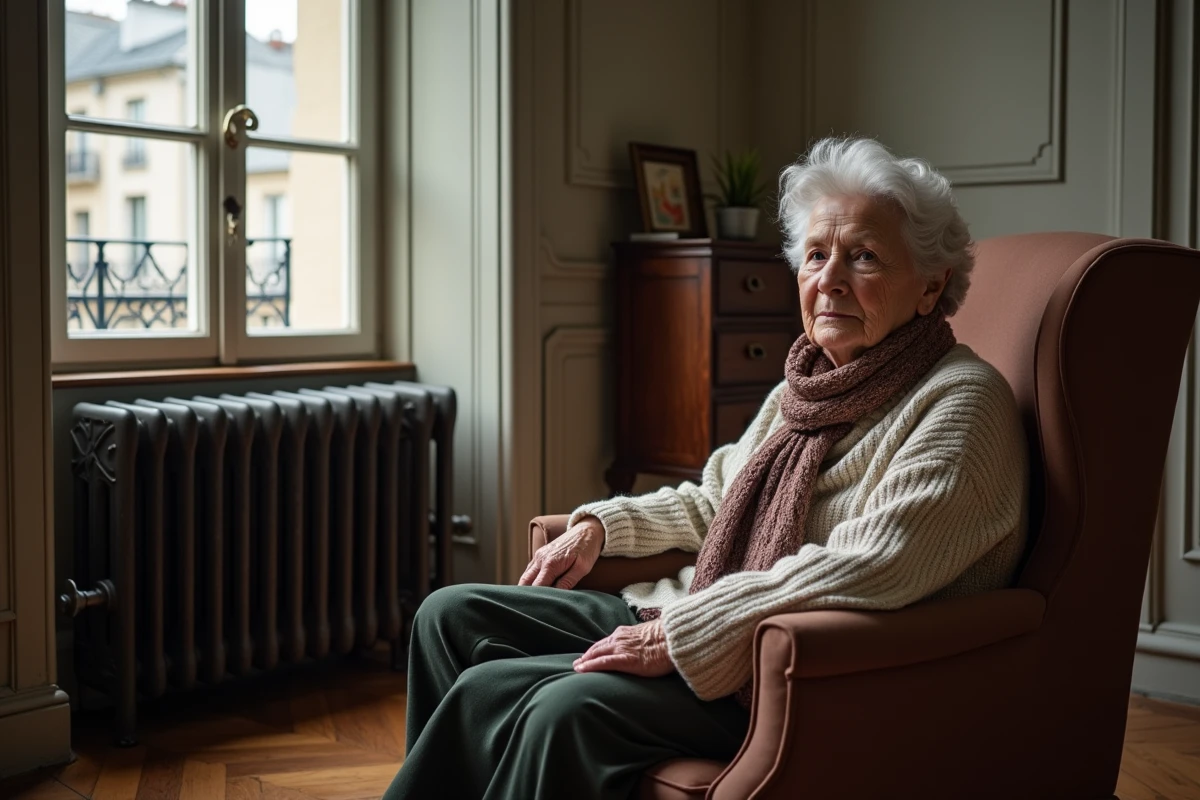 Femme âgée assise près d