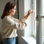 Locataire installant une aération de fenêtre dans un appartement en location conforme à la loi