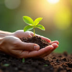 Jeune plante verte dans la terre riche symbolisant l'espoir écologique