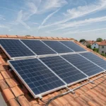 Kit solaire autoconsommation 3000W installé sur un toit de maison individuelle avec panneaux monocristallins et rails de montage