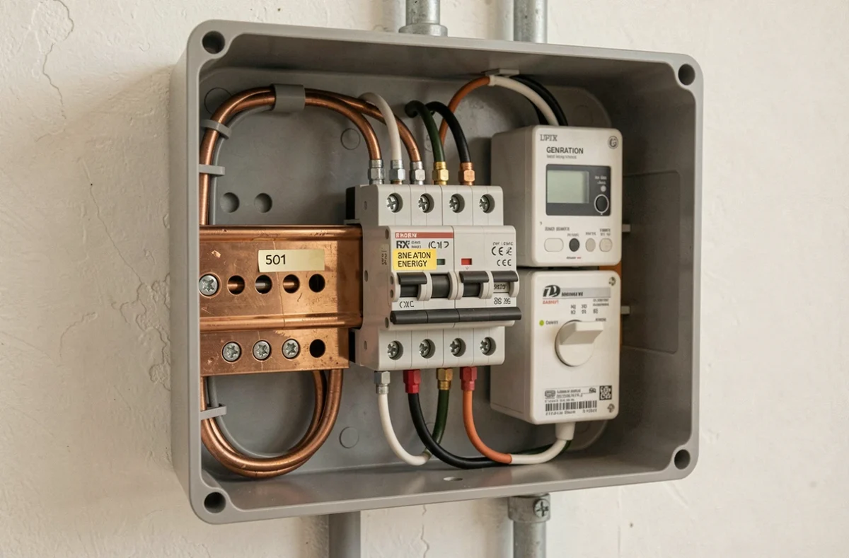 Tableau électrique avec disjoncteur solaire et compteur de production pour installation autoconsommation 3000W